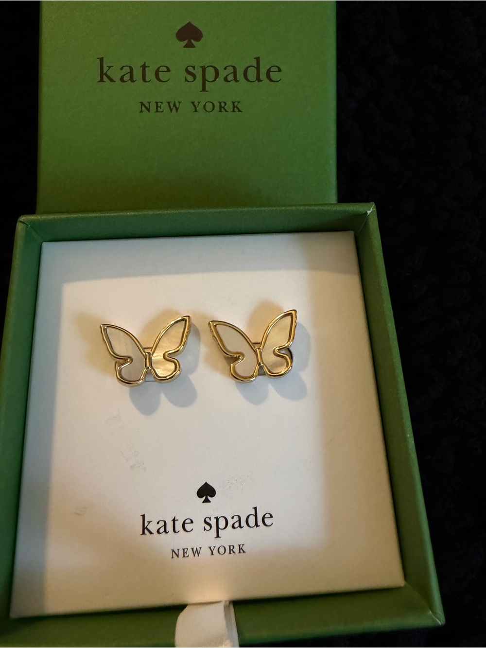 Kate Spade butterfly mother of pearl stud earrings